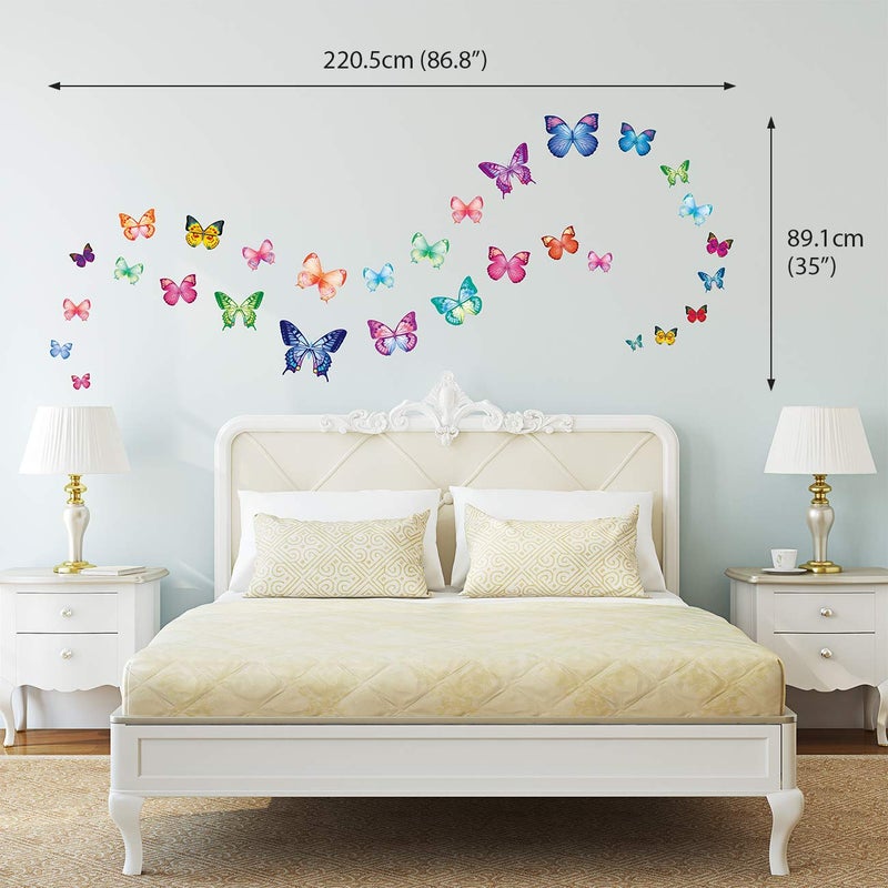 DECOWALL DS9-1302 30 Vibrant Butterflies Kids Wall Stickers Wall Decals Peel and Stick Removable Wall Stickers for Kids Nursery Bedroom Living Room d?cor - Image 3